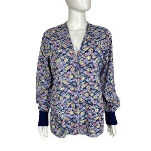 Aramark Uniforms Floral Print Scrubs Nurses Jacket
